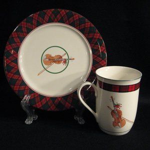 ARITA TARTAN PLATE WITH MATCHING MUG - VIOLIN